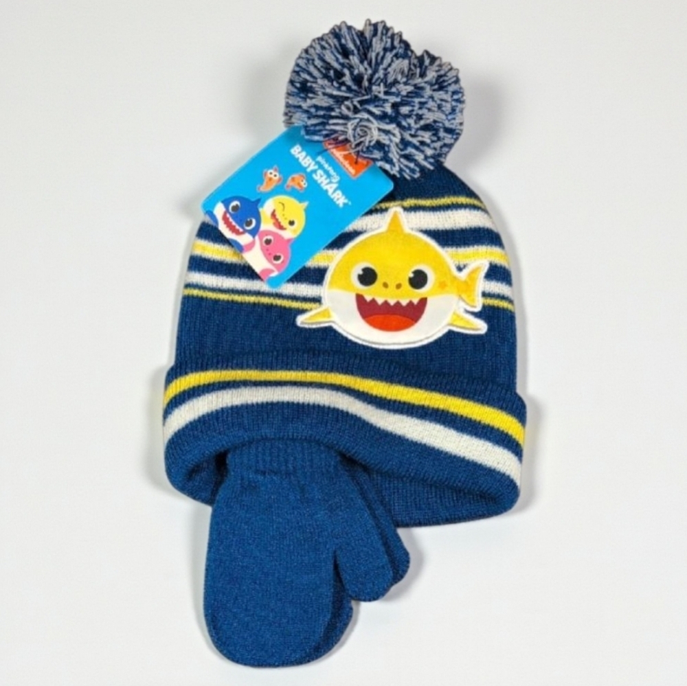 Nickelodeon Baby Shark Pom Hat and Glove Set Toddler OS